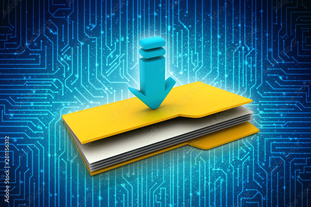 Poster 3d rendering folder with arrow