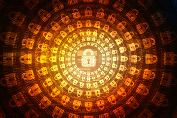 2d illustration Safety concept: Closed Padlock on digital background
