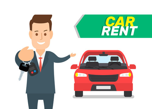 rent a car seller holding keys