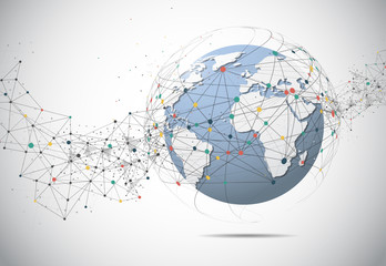 Global network connection. World map point and line composition concept of global business. Vector Illustration