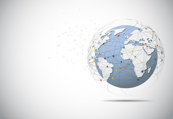 Global network connection. World map point and line composition concept of global business. Vector Illustration