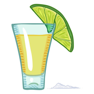 tequila shot with lime slice clip art preview