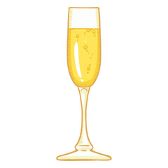 Vector Cartoon Glass of Champagne