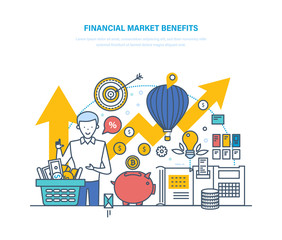 Financial market benefits. Concept of economic growth capital, stock market.