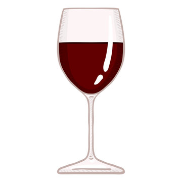 Vector Cartoon Glass of Red Wine