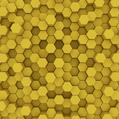 Yellow hexagon pattern backgrond. 3d rendering