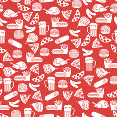 Seamless pattern with different foods.