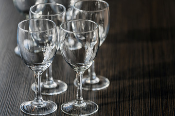 Served desk in a restaurant with muted light ready for the arrival of guests