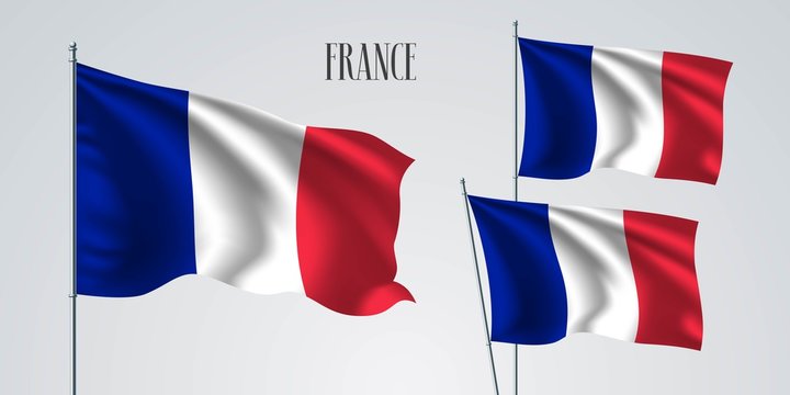 France waving flag set of vector illustration