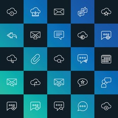 Modern Simple Set of cloud and networking, chat and messenger, email Vector outline Icons. ..Contains such Icons as  problem and more on dark and gradient background. Fully Editable. Pixel Perfect.