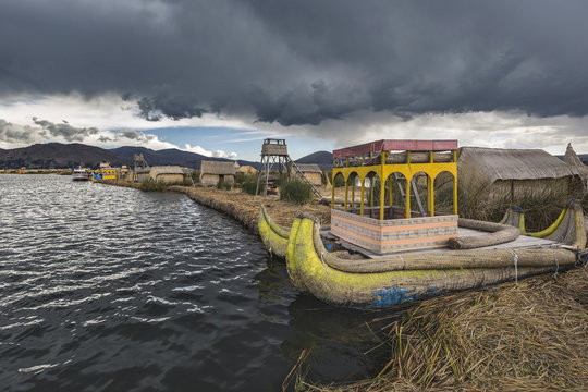 Uros floating island, lake Titicaca, Peru