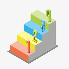 1 2 3 steps stair isometric view, infographic concept