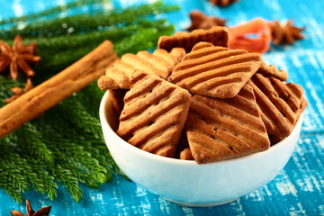 Bowl  of chocolate chip cookies 