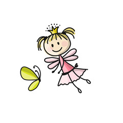 Fototapeta premium Cute little fairy, sketch for your design