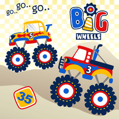 big truck race, vector cartoon illustration © Bhonard21