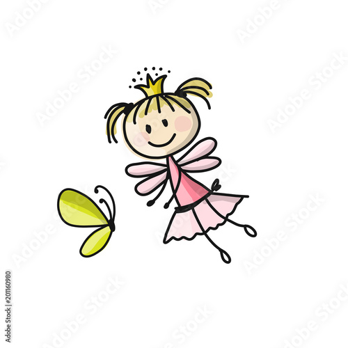 "Cute little fairy, sketch for your design" Stockfotos und lizenzfreie