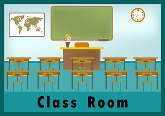 Naklejka premium Class room vector cartoon illustration