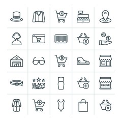 Modern Simple Set of clothes, shopping Vector outline Icons. ..Contains such Icons as  plastic, fashion,  object,  location,  market,  call and more on white background. Fully Editable. Pixel Perfect
