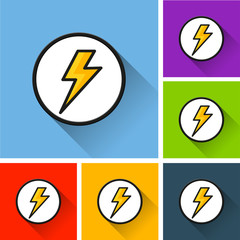 thunder icons with long shadow
