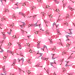 Watercolor pink sakura flower pattern