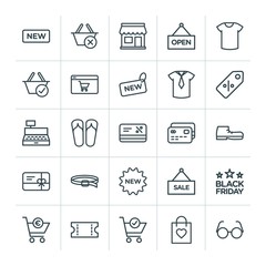 Modern Simple Set of clothes, shopping Vector outline Icons. ..Contains such Icons as  reject, label,  white, web,  outline,  friday, basket and more on white background. Fully Editable. Pixel Perfect
