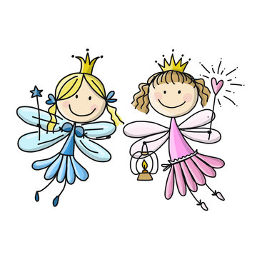 Cute little fairies, sketch for your design