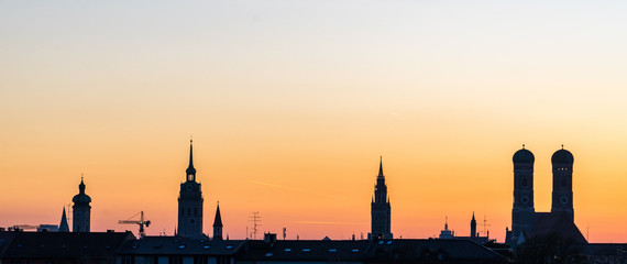 Munich Silhouette during sunset in Summer