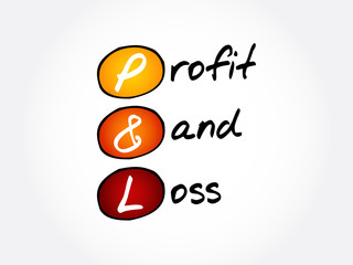 P&L - Profit and Loss acronym, business concept background
