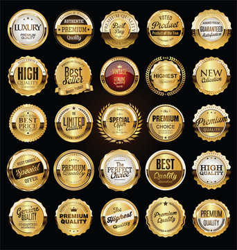 Premium quality retro vintage golden labels collection