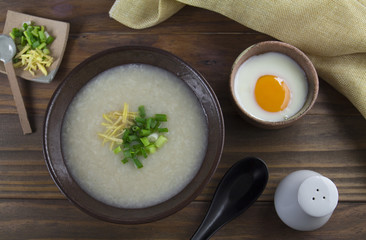 rice porridge Breakfast flat lay
