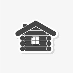 Wood log house sticker, simple vector icon