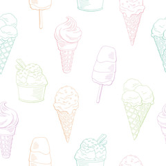 Ice cream graphic color sweet food seamless pattern background sketch illustration vector