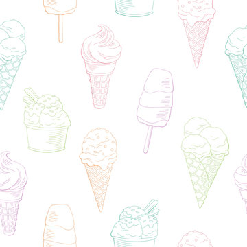 Ice cream graphic color sweet food seamless pattern background sketch illustration vector