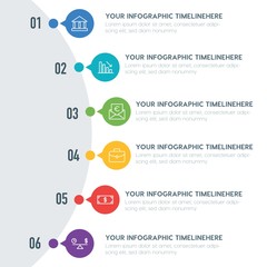 Flat business, money infographic timeline template with 7 options for presentations, advertising, annual reports