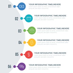 Flat business, money infographic timeline template with 7 options for presentations, advertising, annual reports