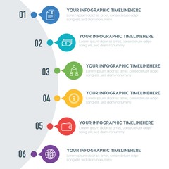 Flat business, money infographic timeline template with 7 options for presentations, advertising, annual reports
