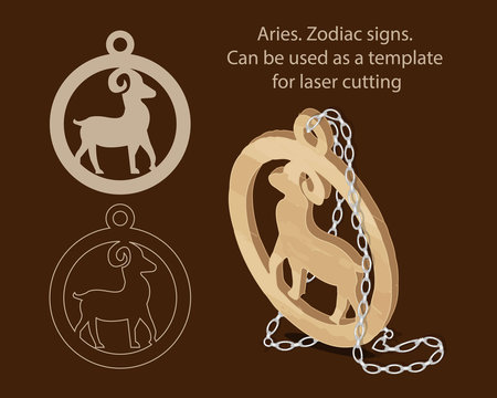 Aries. Zodiac signs. Can be used as a template for laser cutting