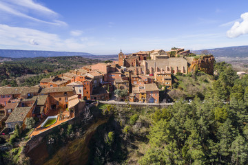 Fototapeta na wymiar France, Vaucluse, Roussillon, Natural Regional Park of Luberon, labelled The Most Beautiful Villages of France, perched village with ochre facades,