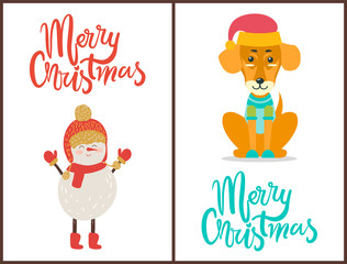 Merry Christmas Congratulation with Winter Symbol