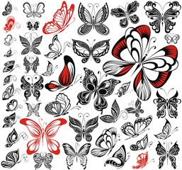 Set of butterflies silhouettes 