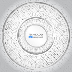 High-tech technology round background texture. Circle circuit board vector illustration. Communication and engineering concept.