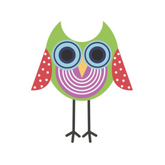 Little green owl icon, colorful owl icon for print, cute owl logo, cartoon owl for wallpaper
