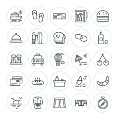 Modern Simple Set of food, hotel, drinks, travel Vector outline Icons. ..Contains such Icons as  boat,  surf,  modern,  action,  style,  sea and more on white background. Fully Editable. Pixel Perfect