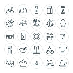 Modern Simple Set of food, hotel, drinks, travel Vector outline Icons. ..Contains such Icons as  clothing,  vacation,  bag,  hotel,  food and more on white background. Fully Editable. Pixel Perfect