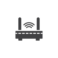 Wifi internet router vector icon. filled flat sign for mobile concept and web design. Wireless router simple solid icon. Symbol, logo illustration. Pixel perfect vector graphics