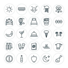 Modern Simple Set of food, hotel, drinks, travel Vector outline Icons. ..Contains such Icons as  drink,  message,  swimming, sweet,  glass and more on white background. Fully Editable. Pixel Perfect