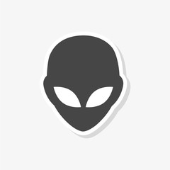 Alien head sticker, Extraterrestrial alien face, simple vector icon