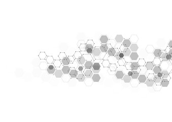 Abstract hexagonal molecular structures in technology background and science style. Medical design. Vector illustration