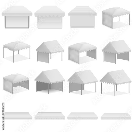 Download "Canopy shed overhang awning mockup set. Realistic illustration of 16 canopy shed overhang ...