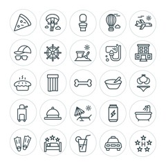 Modern Simple Set of food, hotel, drinks, travel Vector outline Icons. ..Contains such Icons as  cold,  cab,  equipment,  vacation, cocktail and more on white background. Fully Editable. Pixel Perfect